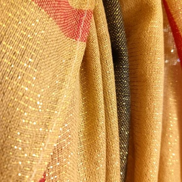 Nova Check SCARF 77x36 GOLD Sparkle Wrap Lightweight Luxury Preppy Sophisticated - Picture 5 of 10